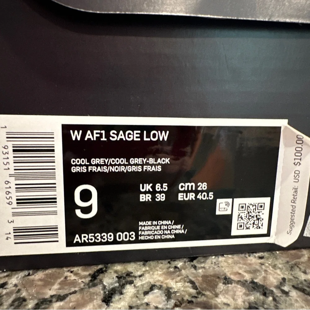 Size 9 - Nike Air Force 1 Sage Low Cool Grey 2019 - Picture 5 of 5